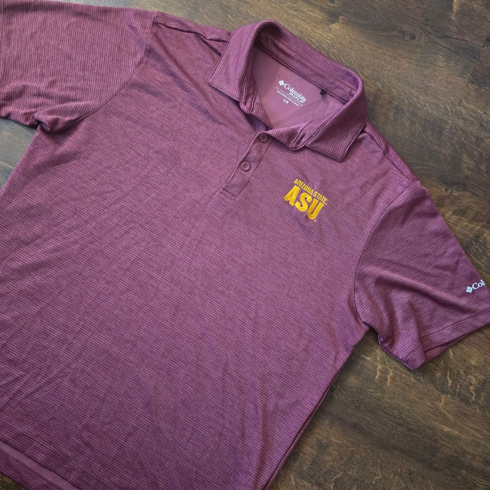 Columbia Golf Mens Arizona State ASU Polo Shirt Maroon Heathered Large